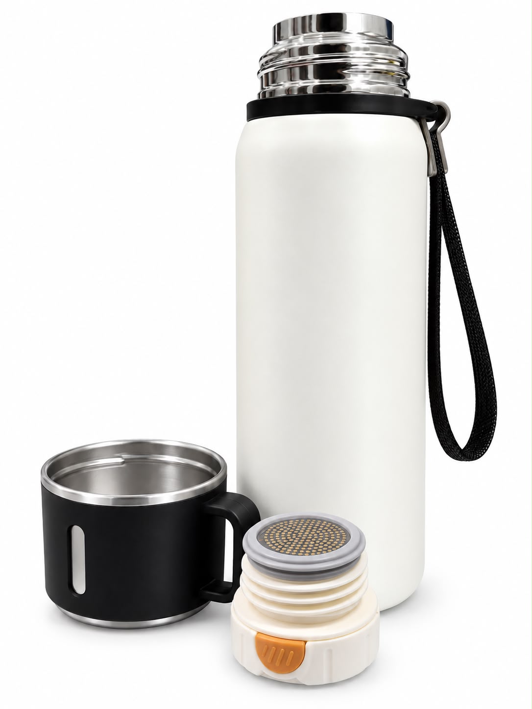 TOLVO TREK | 1000ml / 34oz | Stainless Steel Vacuum Flask with Cup & Strap