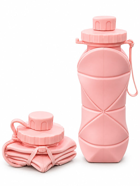 Silicon Folding Water Bottle | Pink | 600ml | Collapsible