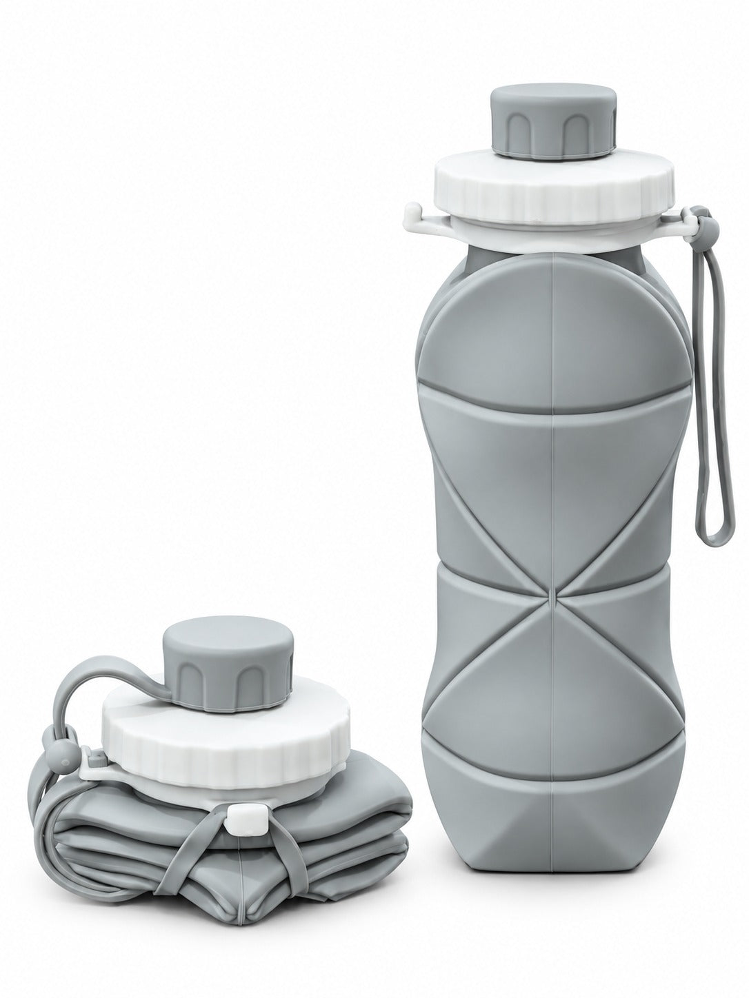 Silicon Folding Water Bottle | Grey | 600ml | Collapsible