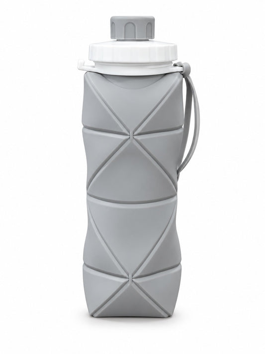 Silicon Folding Water Bottle | Grey | 600ml | Collapsible