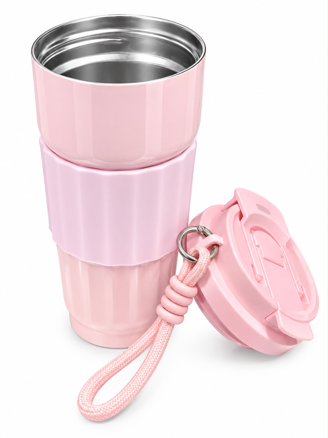 TOLVO BLUSH | 500ml / 17oz | Stainless Steel Coffee Mug with Handle Strap